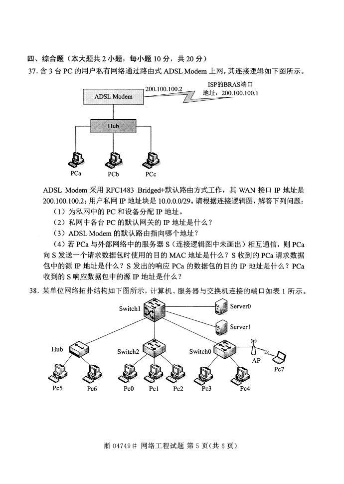 2015年10月全国自考《网络工程》考试真题